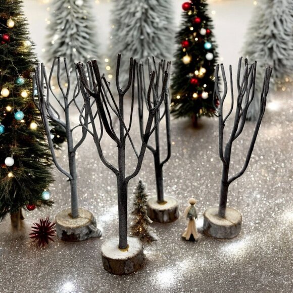 Lemax Bare Branch Birch Christmas Village Trees, Set of 4 - Picture 1 of 4
